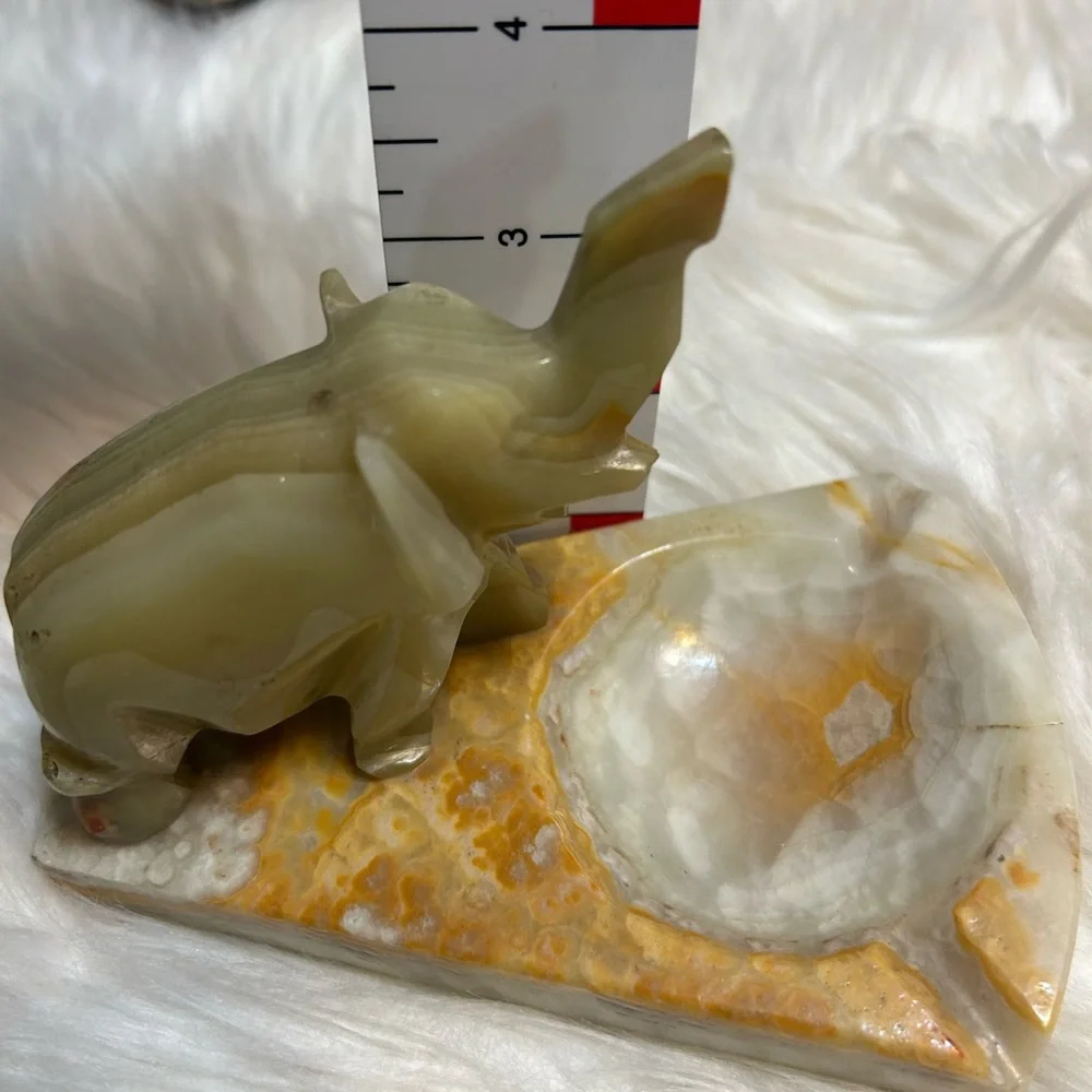 vintage onyx elephant dish ashtray trinket soap holder
